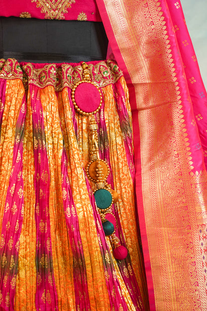 "MANSI 024" Banarasi Crush Rangkat Silk Lehenga with Elegant Cutwork Border