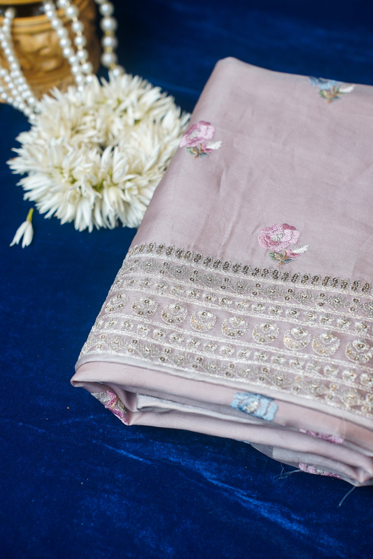 Amba Beige Pure Tissue Silk Banarasi Unstitched Salwar Suit Set