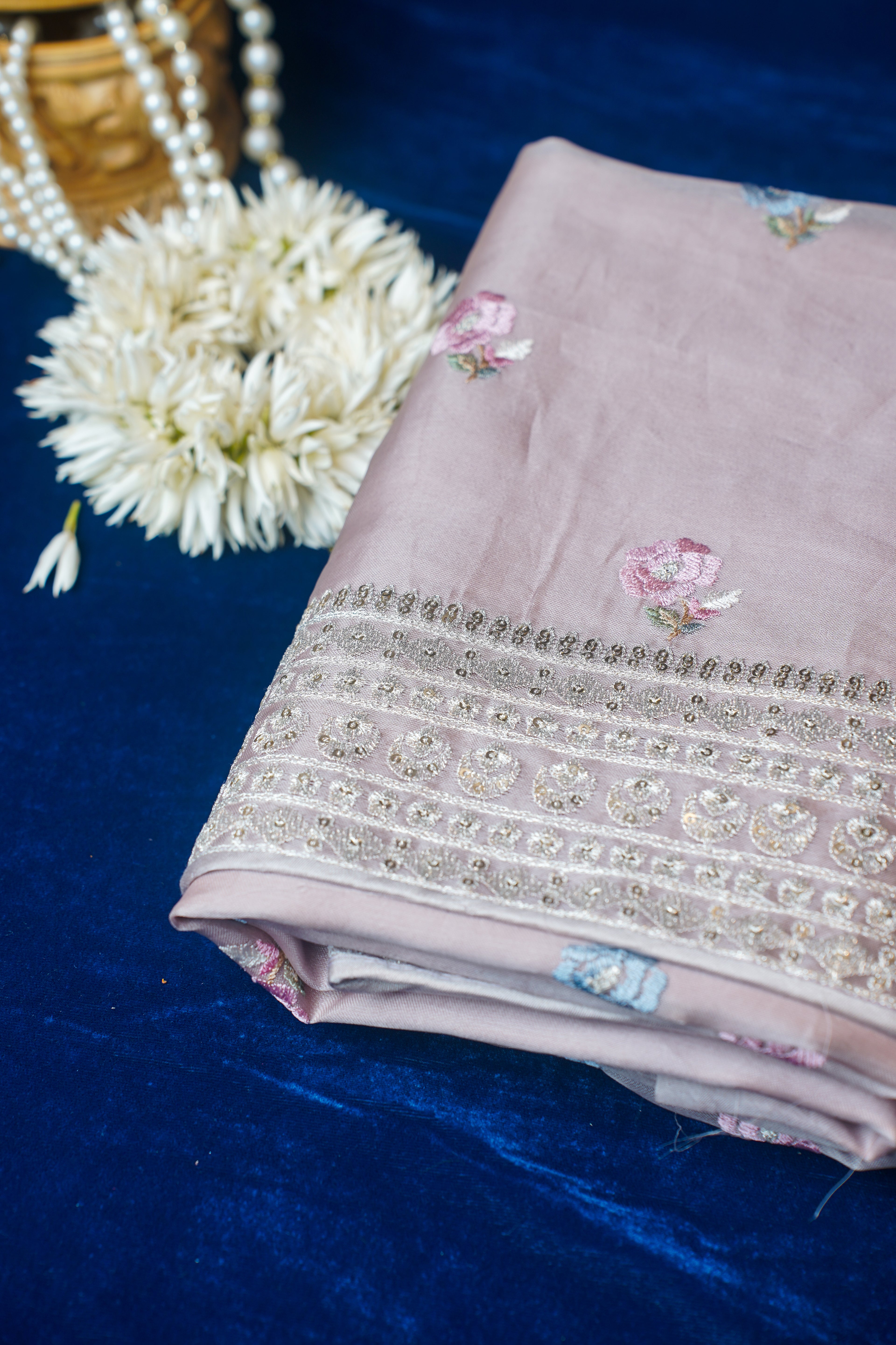 Amba Beige Pure Tissue Silk Banarasi Unstitched Salwar Suit Set