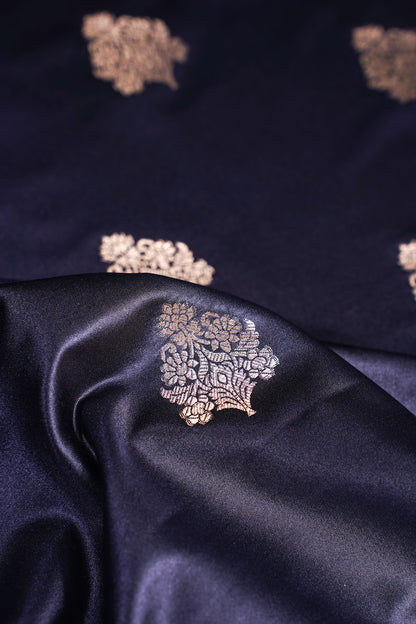 "MCF 6" Banarasi Zed Black Handwoven Brocade Buta Fabric