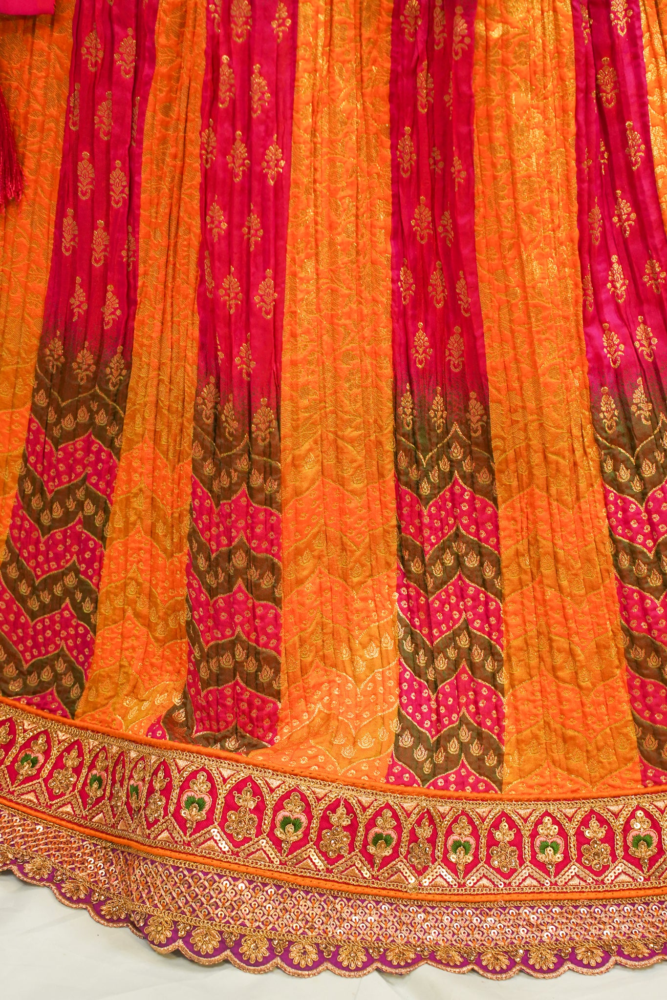 "MANSI 024" Banarasi Crush Rangkat Silk Lehenga with Elegant Cutwork Border