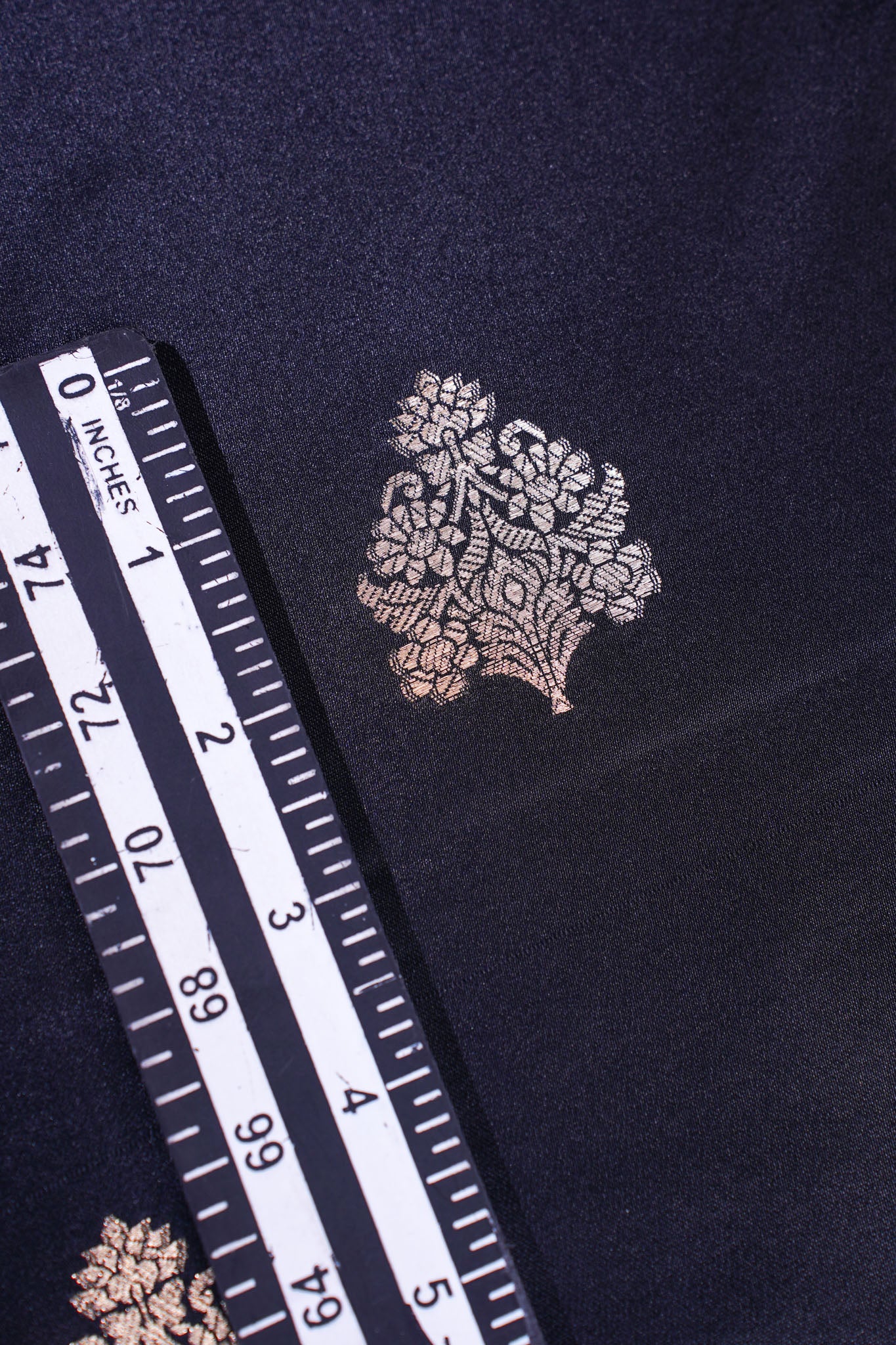 "MCF 6" Banarasi Zed Black Handwoven Brocade Buta Fabric