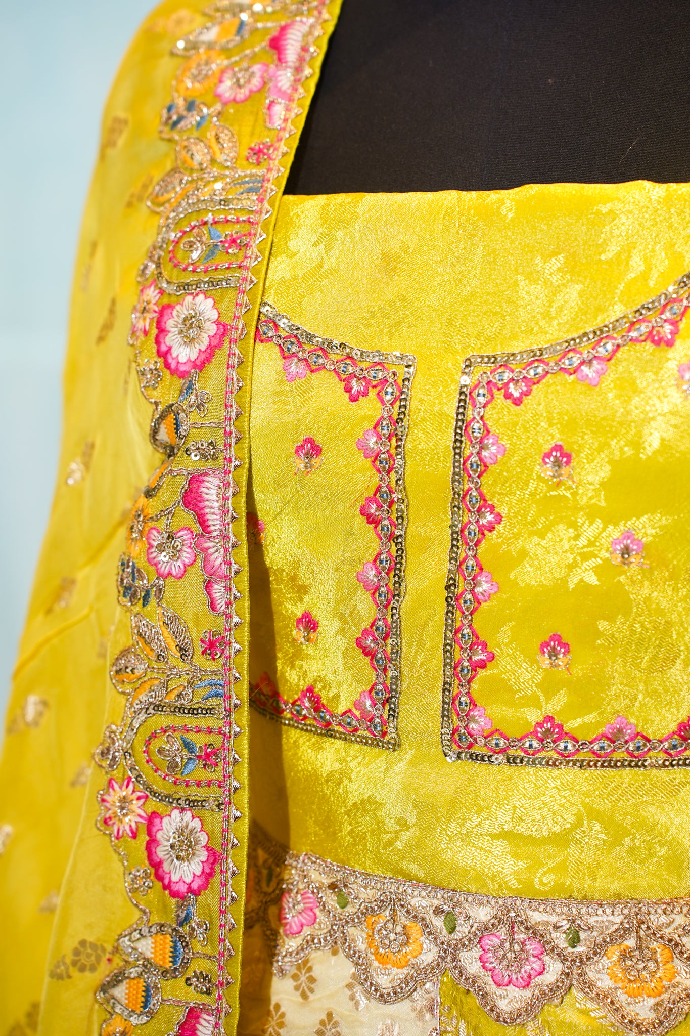 "Mansi 058" Banarasi Rangkaat Pattern Kadhai Work Moonga Silk Lehenga