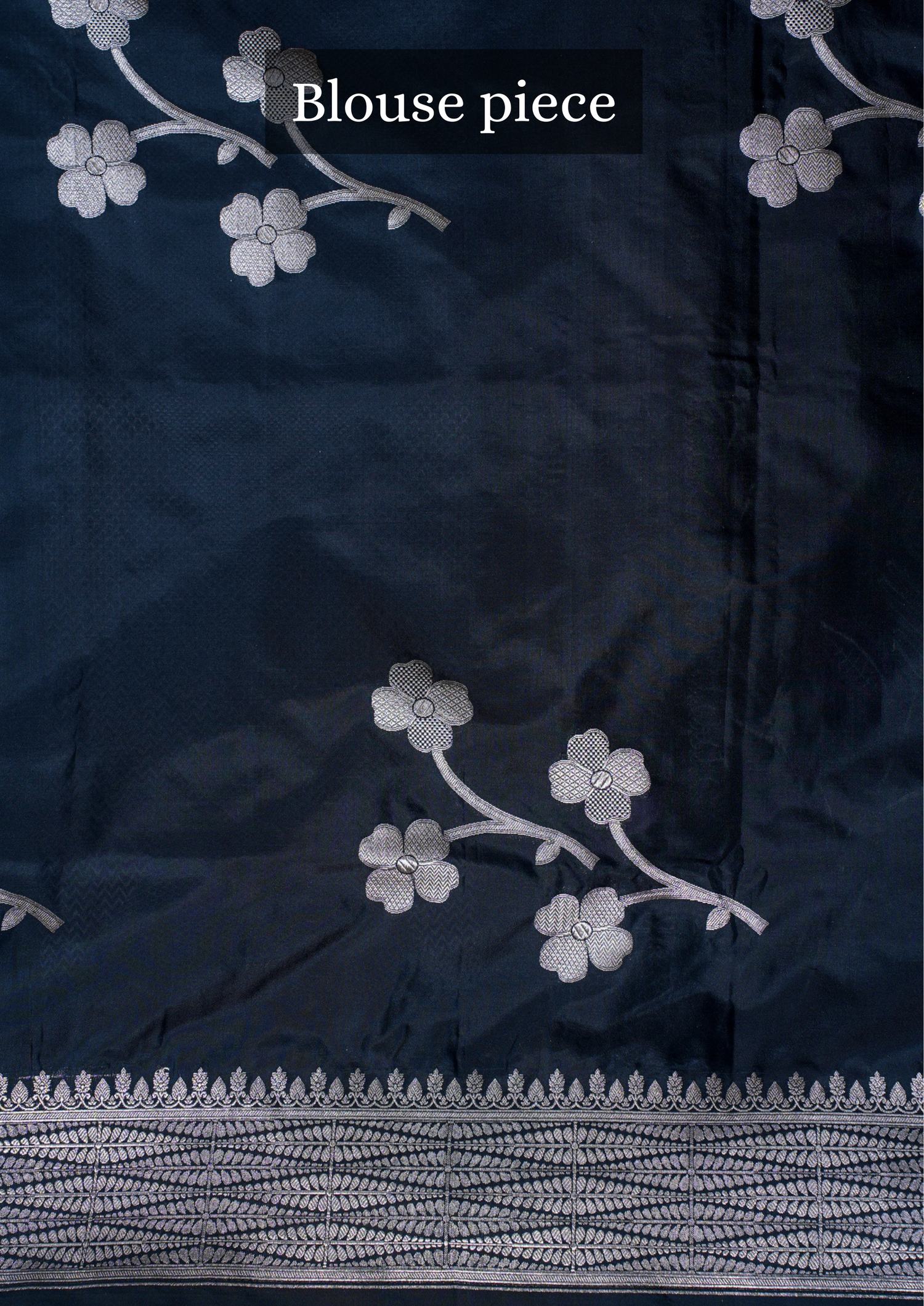 Founder Choice 035: Midnight Black Pure Handloom Katan Silk Saree with Meenakari Tulip Motifs