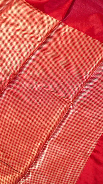 "UTSAV BANARAS 109" Banarasi Red Raw Silk With Nandi Border Saree