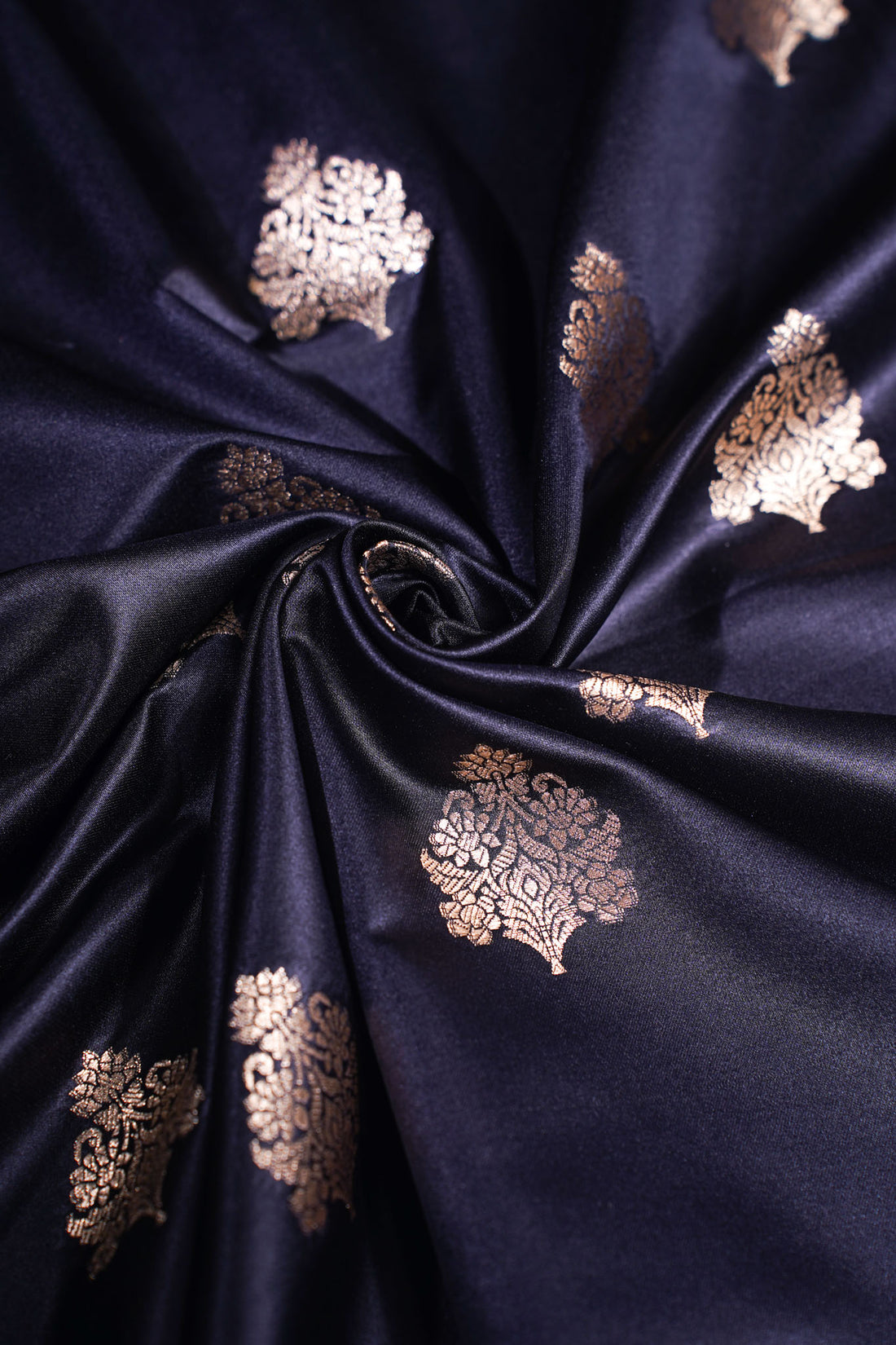 "MCF 6" Banarasi Zed Black Handwoven Brocade Buta Fabric