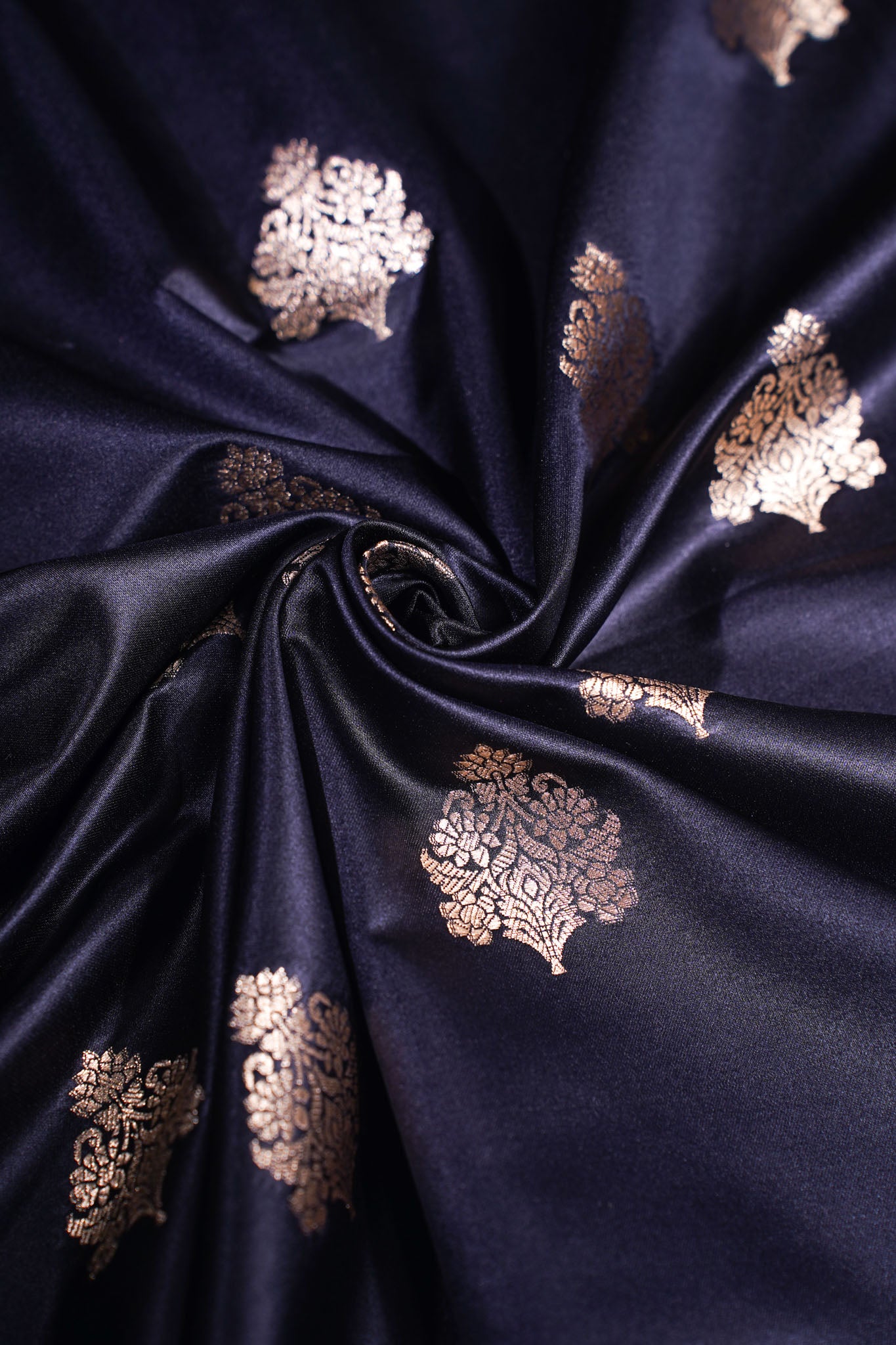 "MCF 6" Banarasi Zed Black Handwoven Brocade Buta Fabric