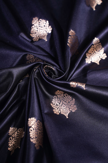 "MCF 6" Banarasi Zed Black Handwoven Brocade Buta Fabric