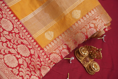 Mustard Pure Kadwa Banarasi Handloom Saree