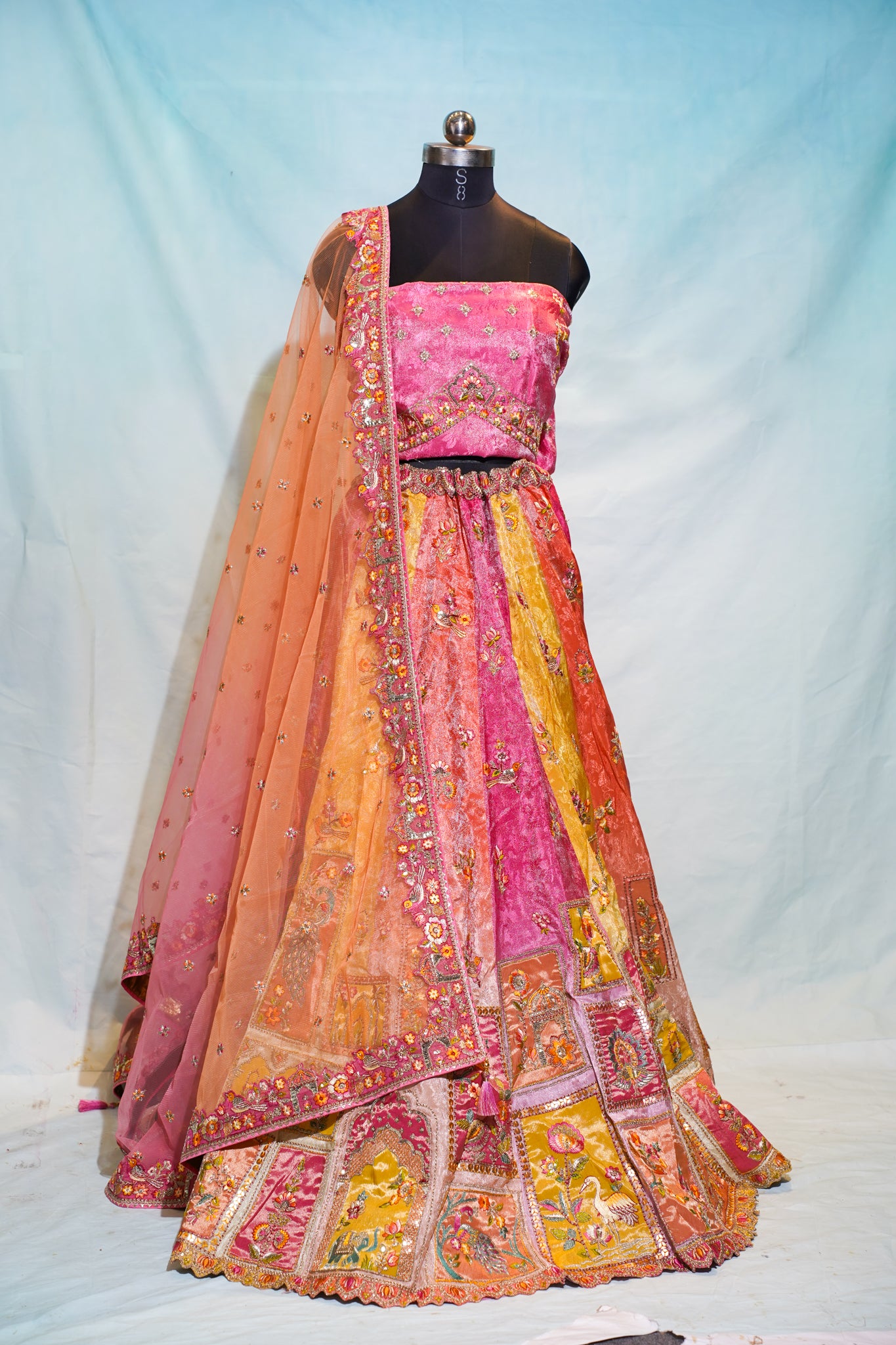 "Mansi 059" Banarasi Rangkat Pattern Kadhai Work Tissue Silk Lehenga