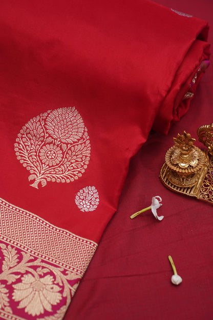 Red Pure Kadwa Banarasi Handloom Saree