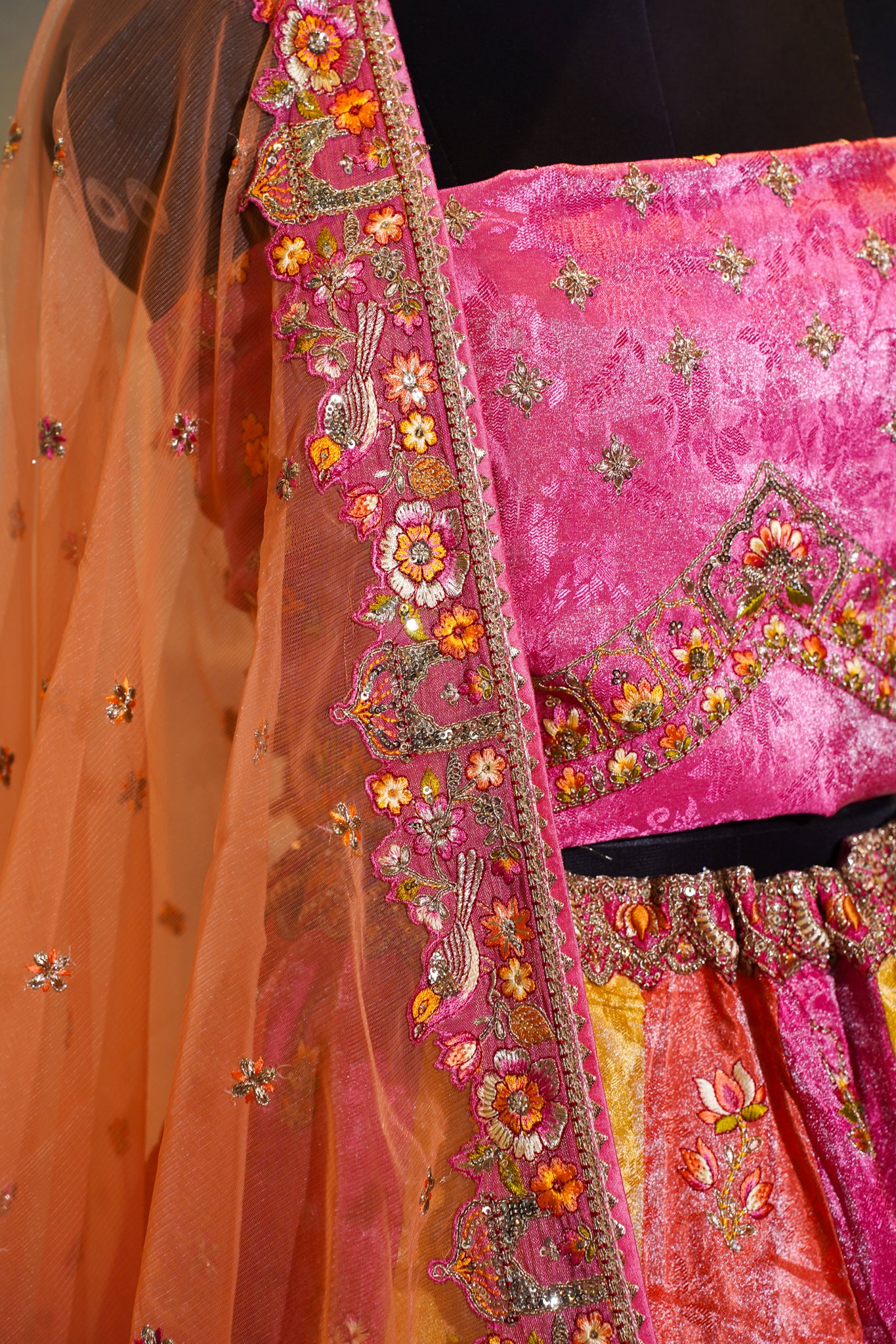 "Mansi 059" Banarasi Rangkat Pattern Kadhai Work Tissue Silk Lehenga