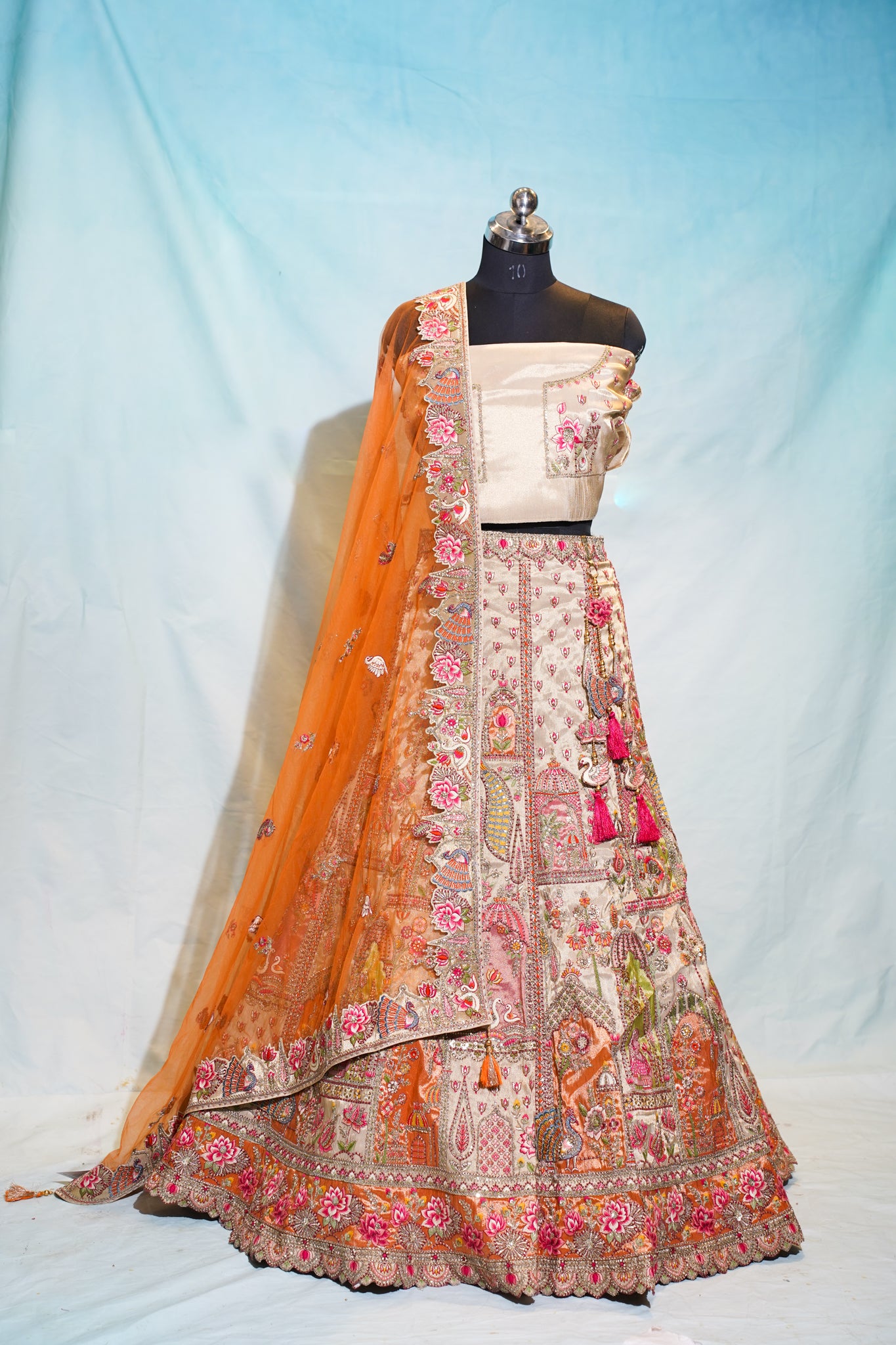 "Mansi 060" Banarasi Rangkat Pattern Kadhai Work Tissue Silk Lehenga