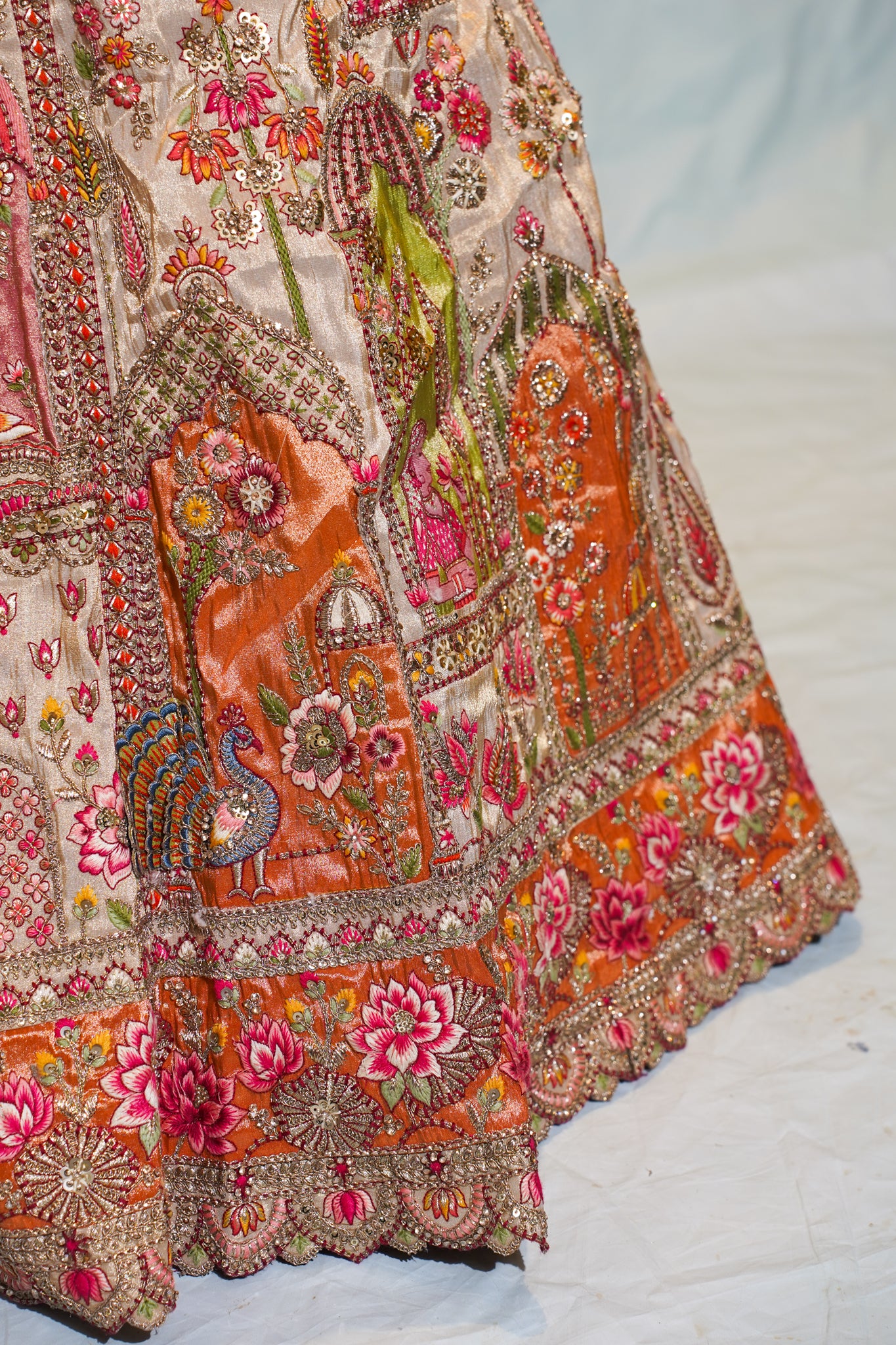 "Mansi 060" Banarasi Rangkat Pattern Kadhai Work Tissue Silk Lehenga