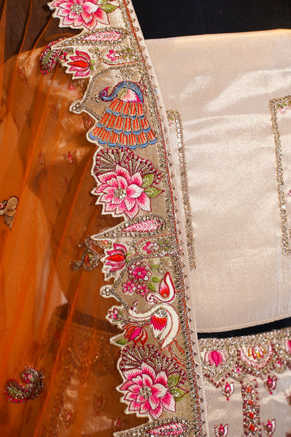 "Mansi 060" Banarasi Rangkat Pattern Kadhai Work Tissue Silk Lehenga