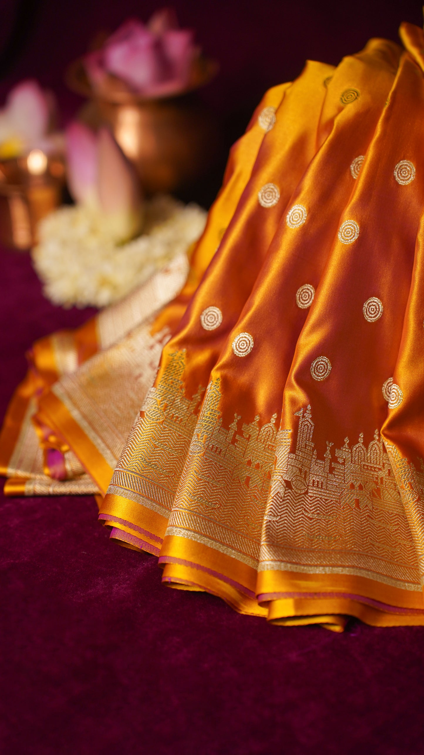 Banarasi Pure Massaru silk saree with Ghat Border