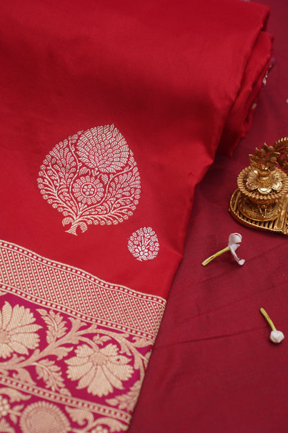 Red Pure Kadwa Banarasi Handloom Saree