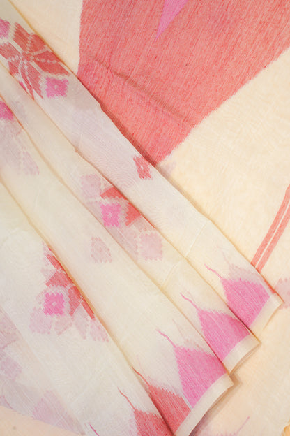 "UTSAV BANARAS 177" Banarasi Elegant White Ikat Cotton Saree