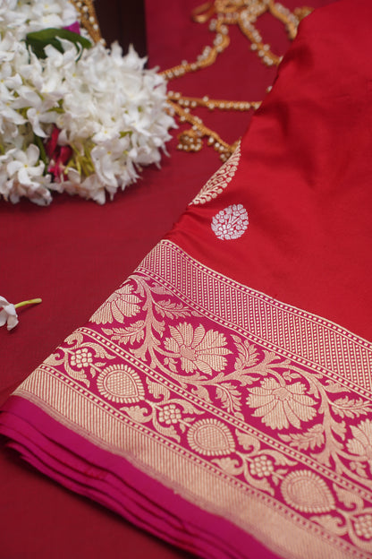 Red Pure Kadwa Banarasi Handloom Saree