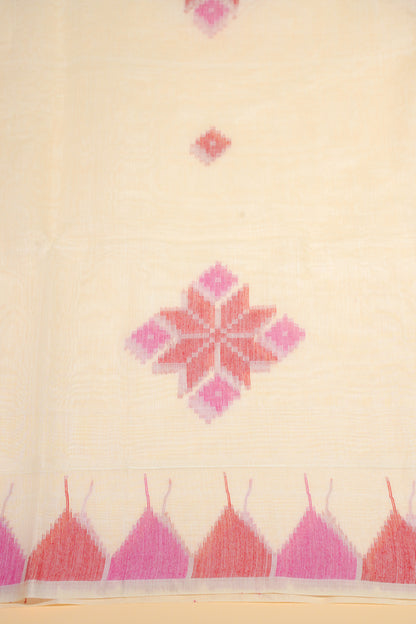 "UTSAV BANARAS 177" Banarasi Elegant White Ikat Cotton Saree