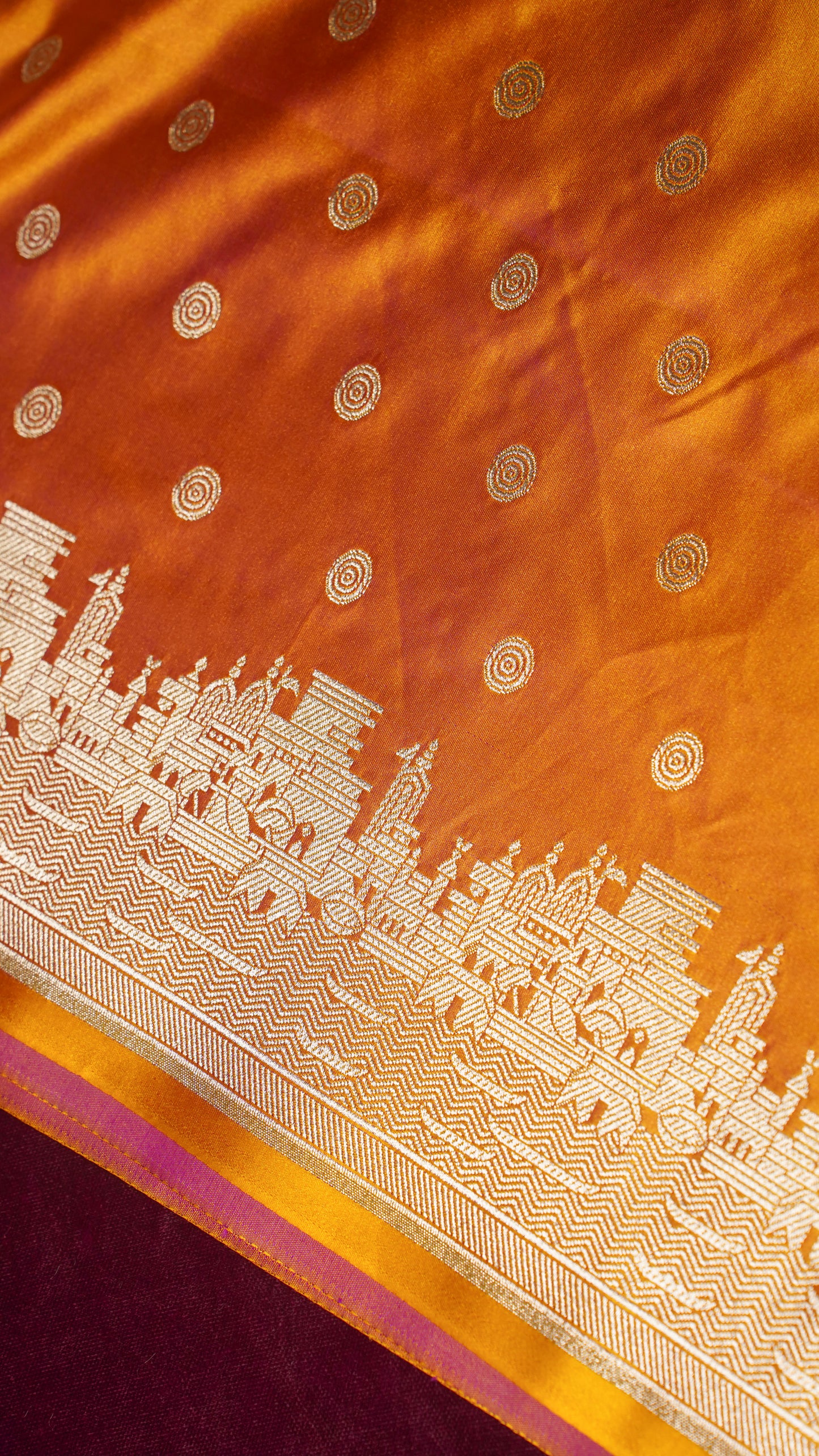 Banarasi Pure Massaru silk saree with Ghat Border
