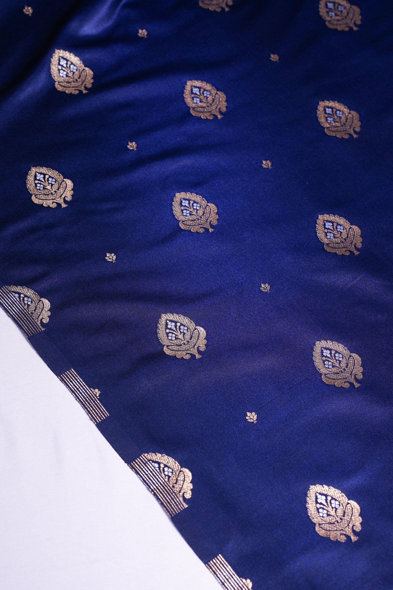 "MCF 3" Banarasi Handwoven Navy Blue Brocade Buta Fabric