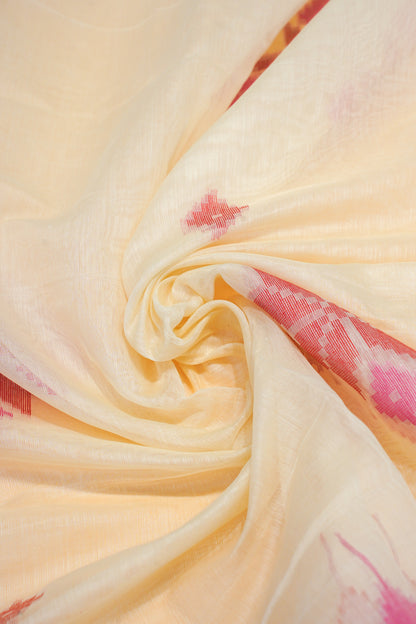 "UTSAV BANARAS 177" Banarasi Elegant White Ikat Cotton Saree