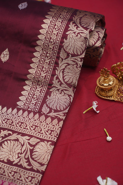 Maroon Pure Kadwa Banarasi Handloom Saree