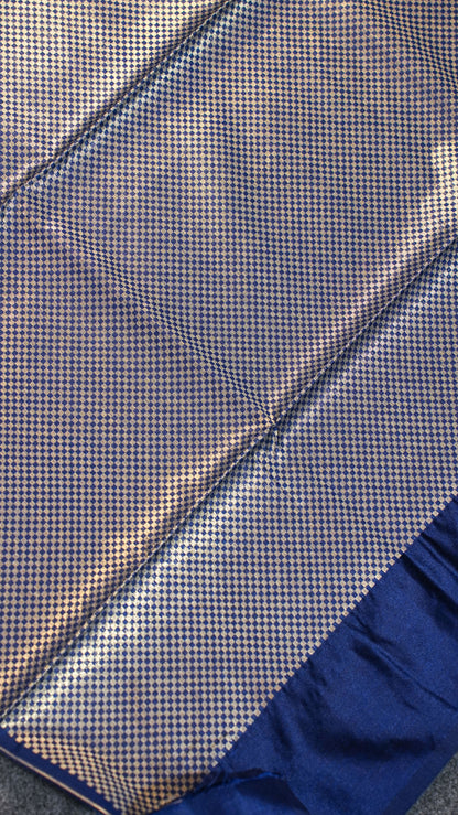 "UTSAV BANARAS 107" Banarasi Blue Raw Silk With Nandi Border Saree