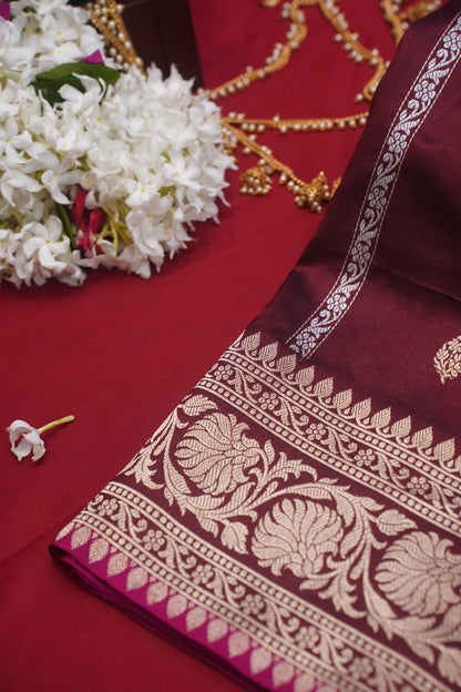 Maroon Pure Kadwa Banarasi Handloom Saree