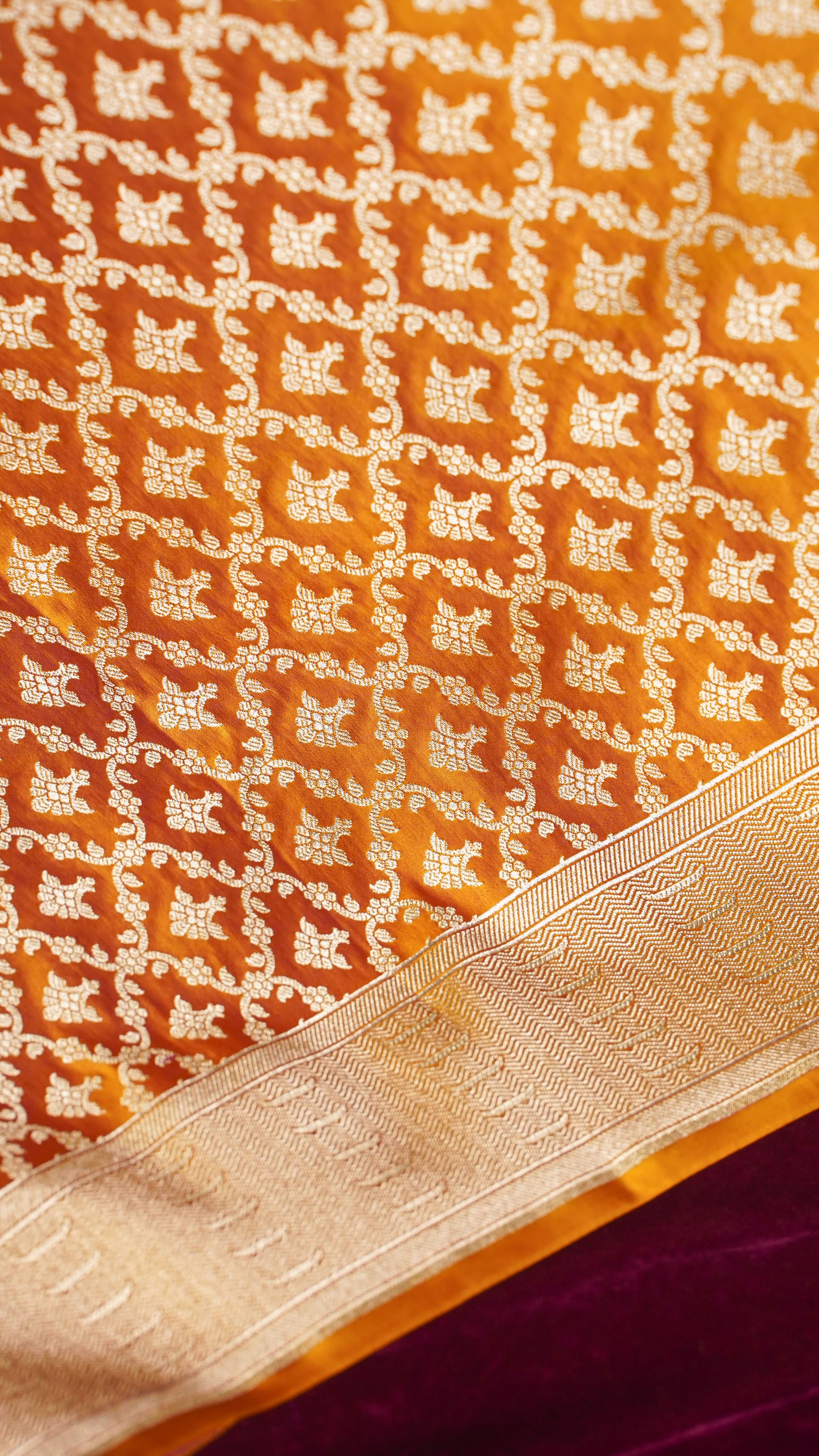 Banarasi Pure Massaru silk saree with Ghat Border