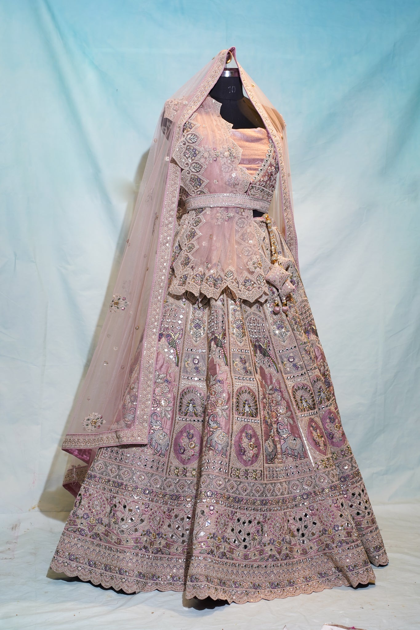 "Mansi 062" Banarasi Kadhai Work Sequence Silk Lehenga