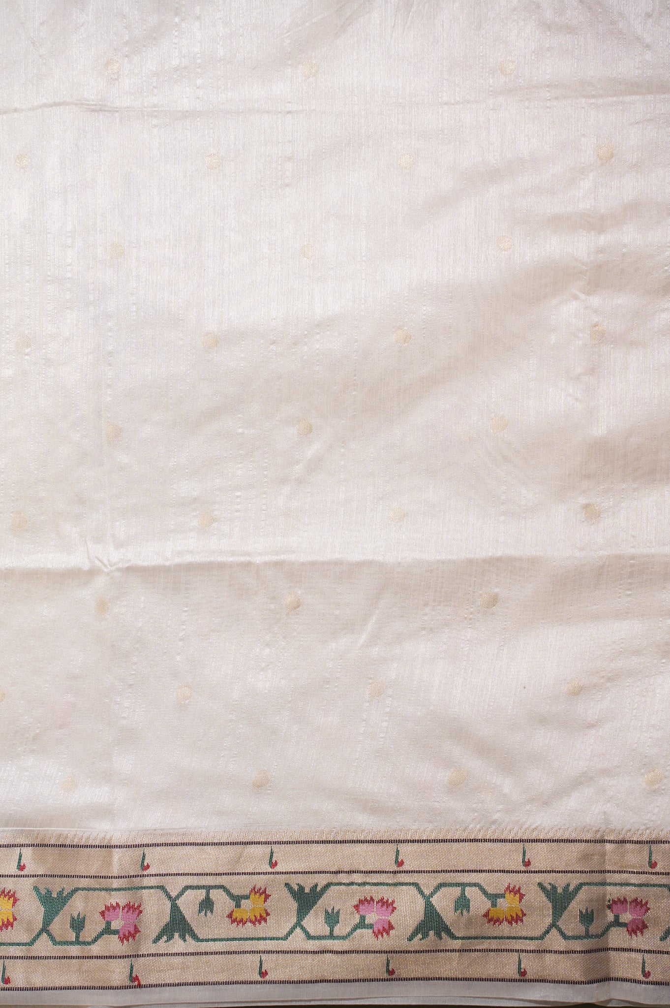 Utsav Banaras 323 Pearl White Raw Silk Saree with Zari Meenakari Palla &amp; Border