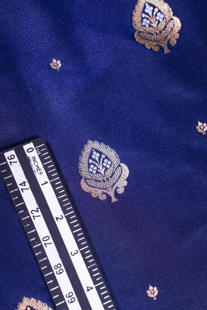 "MCF 3" Banarasi Handwoven Navy Blue Brocade Buta Fabric