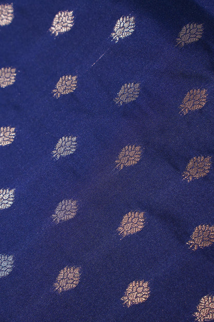 UTSAV BANARAS 327: Indigo Banarasi Raw Silk Saree with Small Zari Buti, Zari Pallu &amp; Mandala Border