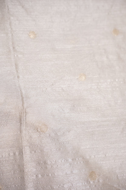 Utsav Banaras 323 Pearl White Raw Silk Saree with Zari Meenakari Palla &amp; Border