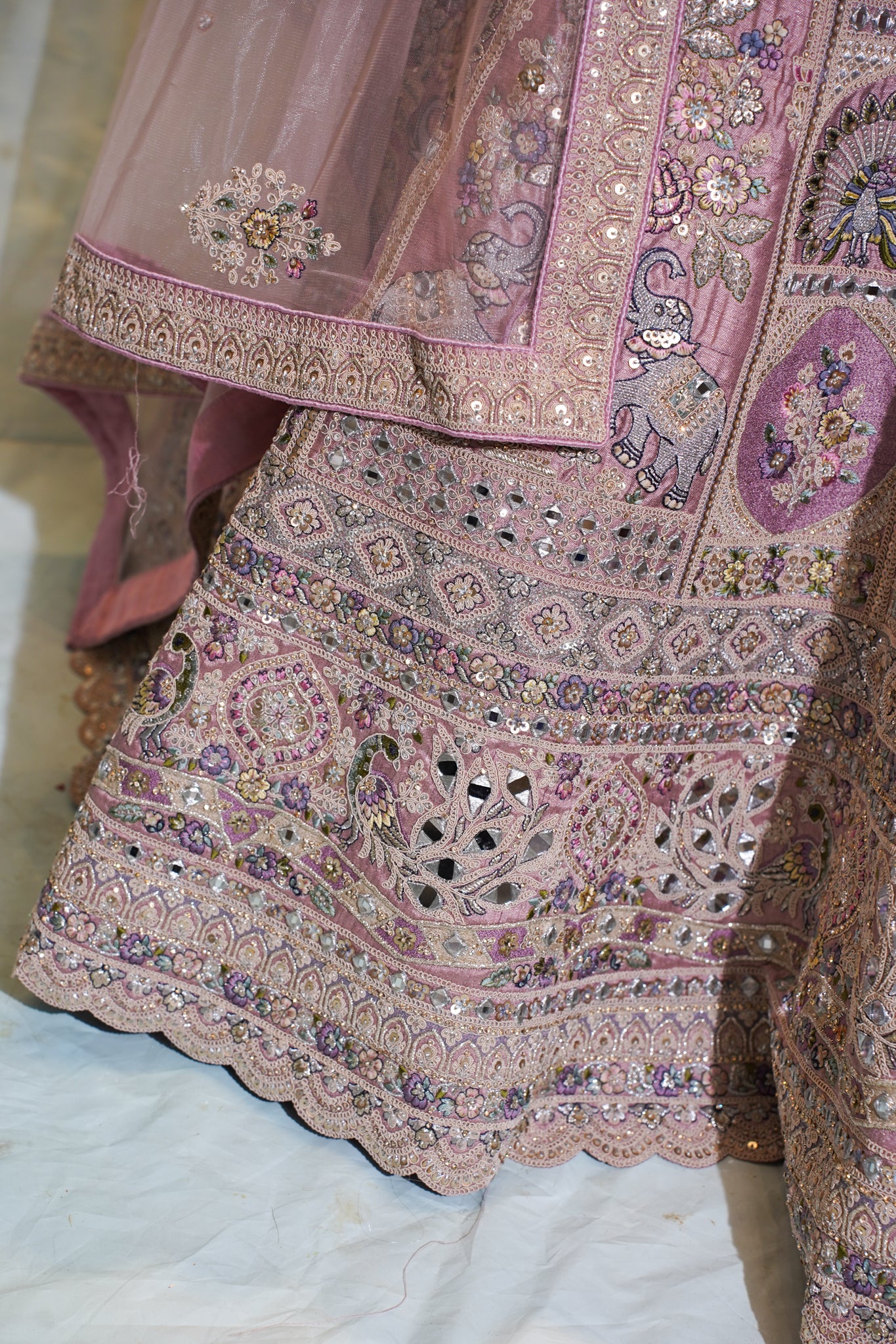 "Mansi 062" Banarasi Kadhai Work Sequence Silk Lehenga