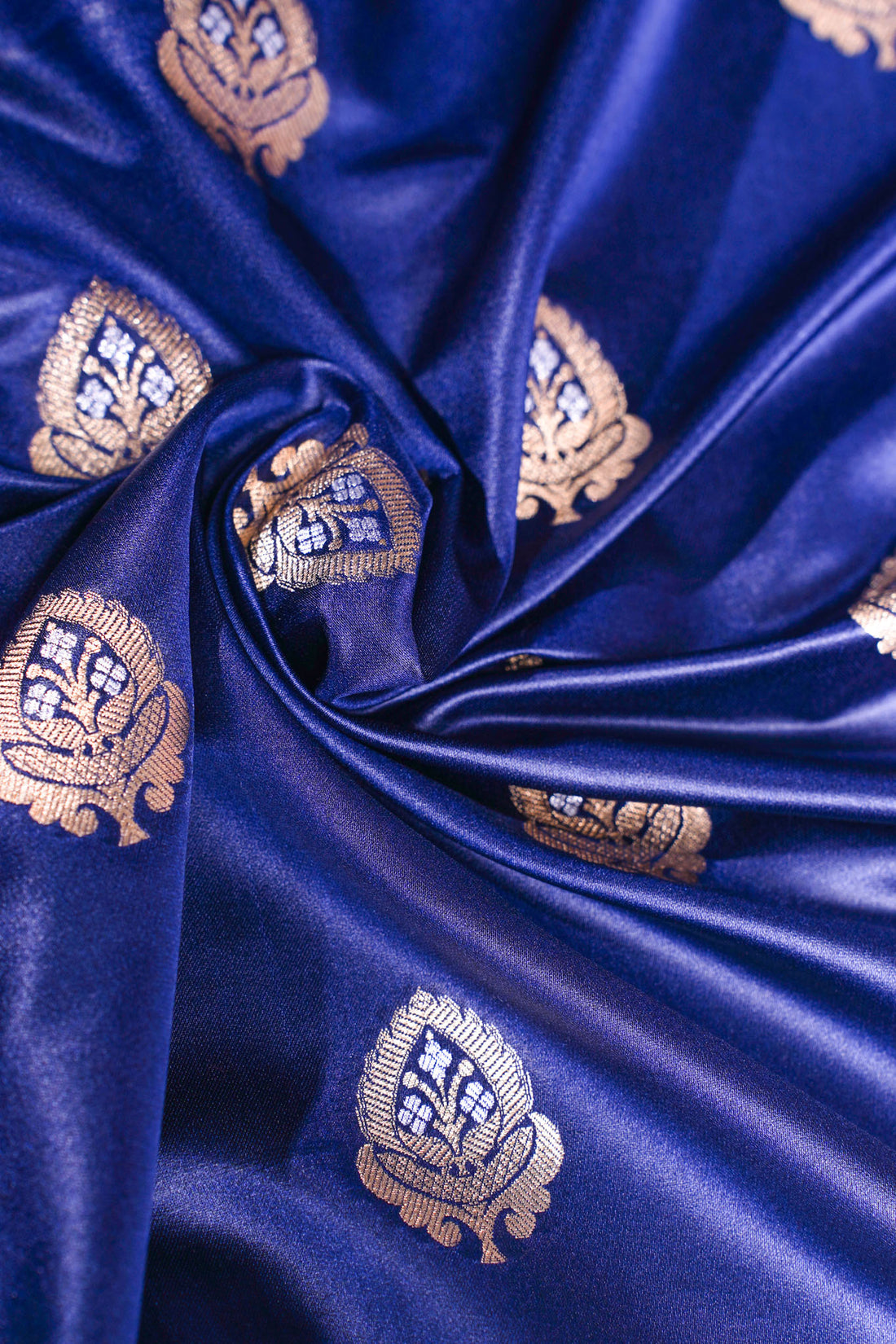"MCF 3" Banarasi Handwoven Navy Blue Brocade Buta Fabric