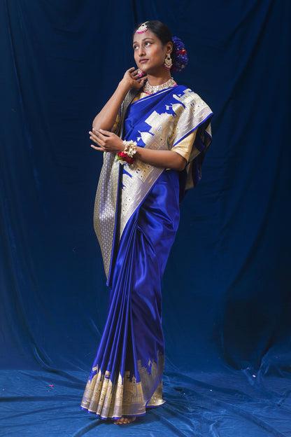 Blue Kashi Ghat Banarasi Masaru Silk Saree