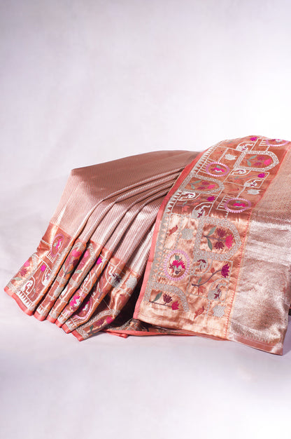 "Founder Choice 002" Banarasi Pure Kanjiwaram Silk With Figure Boder Saree