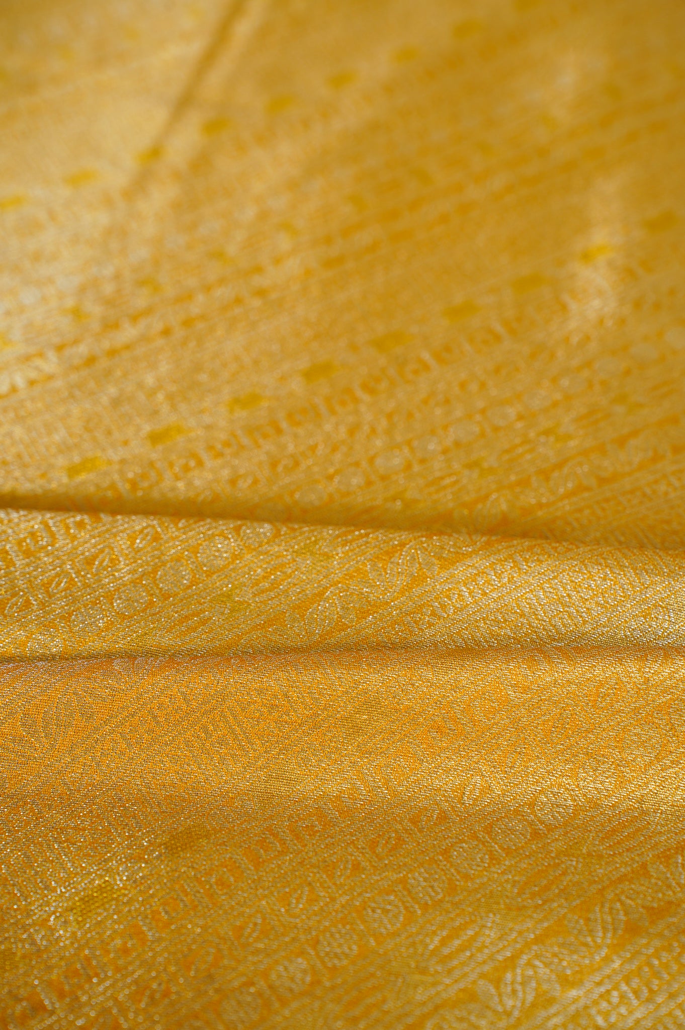 UTSAV BANARAS 349: Mustard Gold Brocade Tissue Silk Saree with Multicolor Meenakari Zari Border