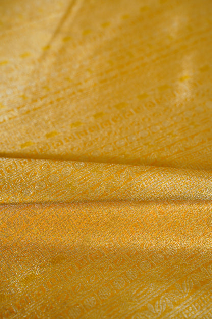 UTSAV BANARAS 349: Mustard Gold Brocade Tissue Silk Saree with Multicolor Meenakari Zari Border