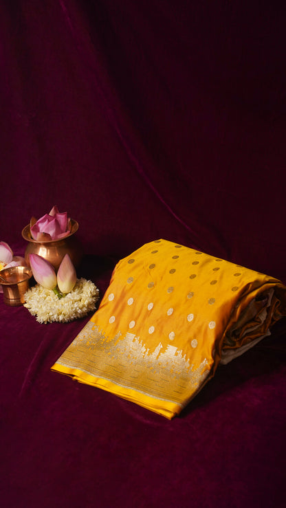 Banarasi Pure Massaru silk saree with Ghat Border