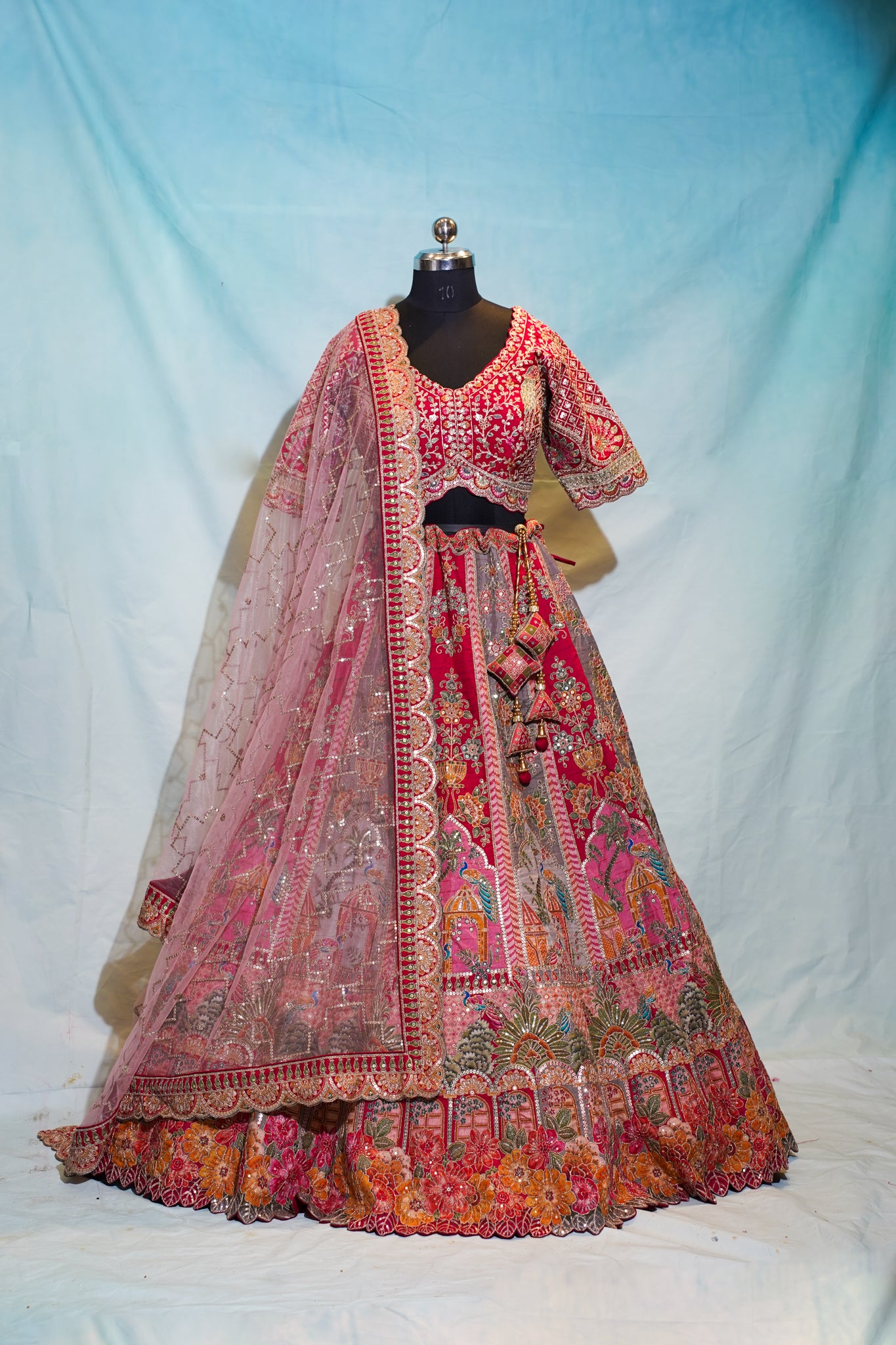 "Mansi 063" Banarasi Meenakari Kadhai Work Silk Lehenga