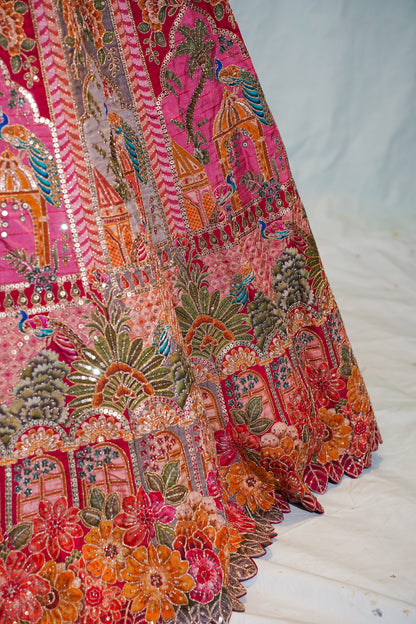 "Mansi 063" Banarasi Meenakari Kadhai Work Silk Lehenga