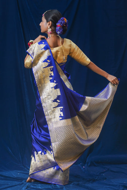 Blue Kashi Ghat Banarasi Masaru Silk Saree