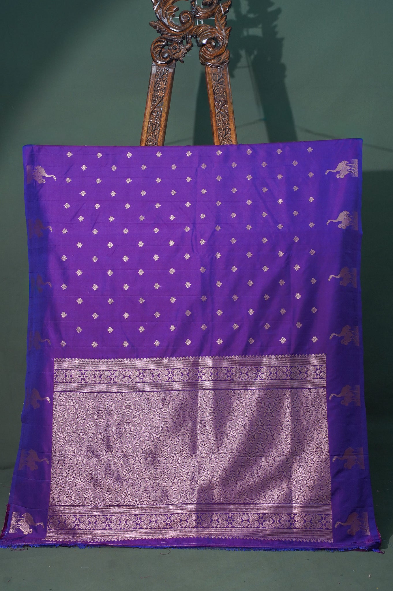 UTSAV BANARAS 324:  Violet Banarasi Raw Silk Saree with Small Zari Buti, Zari Pallu &amp; Mandala Border