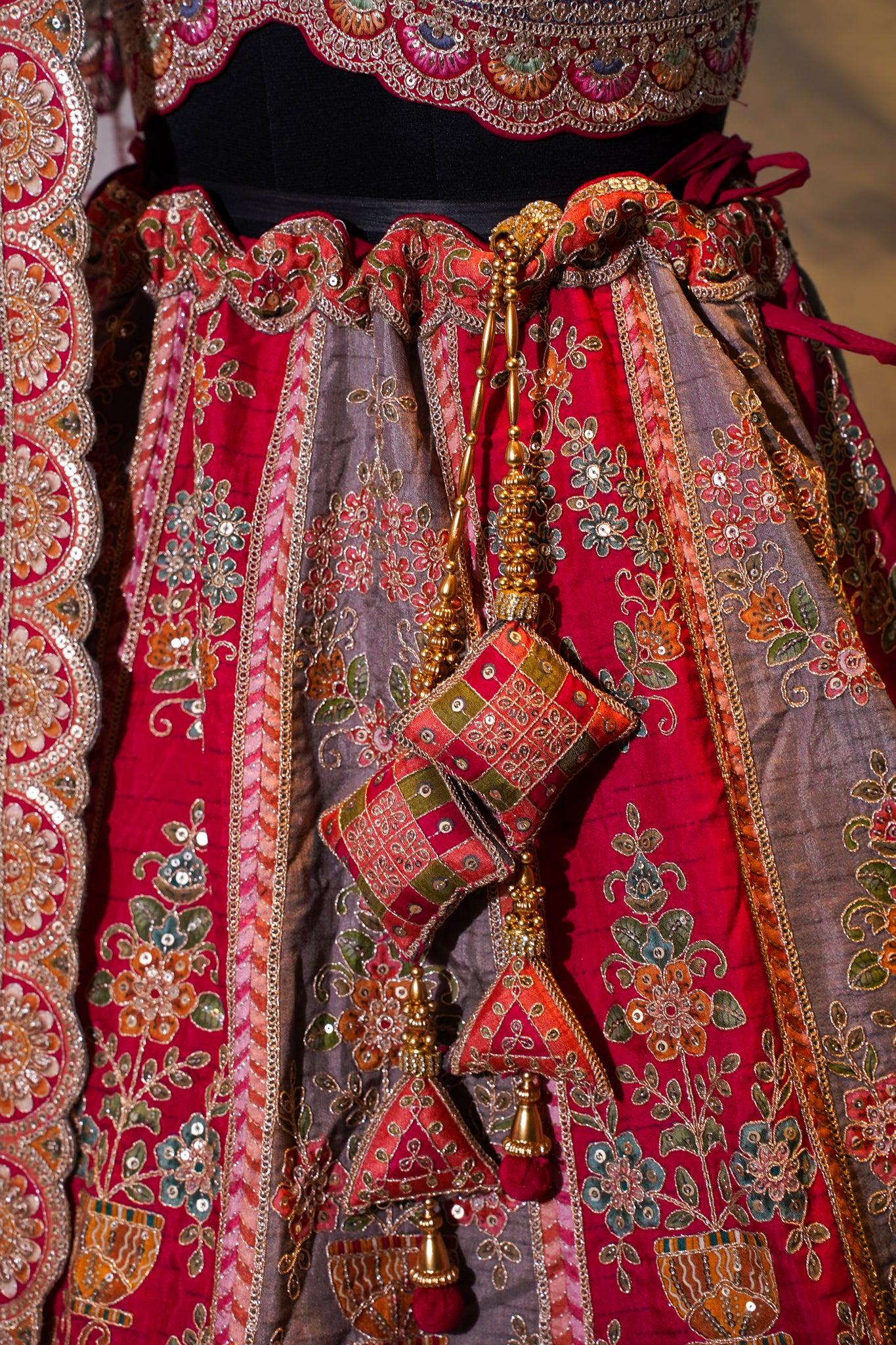 "Mansi 063" Banarasi Meenakari Kadhai Work Silk Lehenga