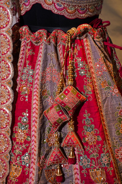 "Mansi 063" Banarasi Meenakari Kadhai Work Silk Lehenga