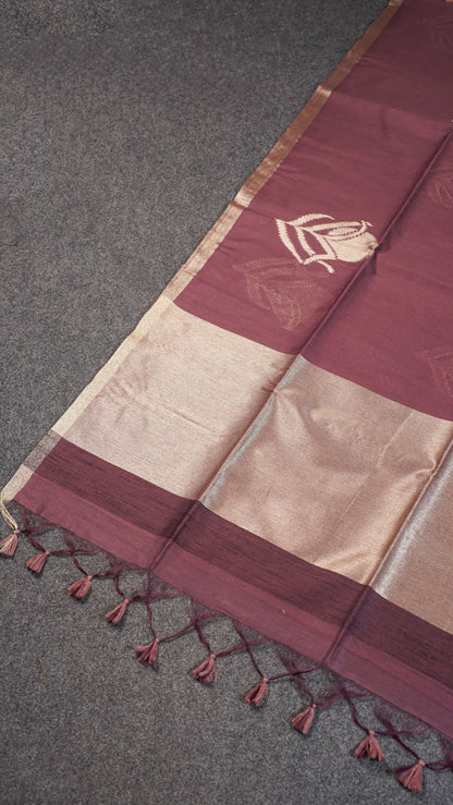 "UTSAV BANARAS 125" Banarasi Cherry Linen Upada Butta Silk Saree